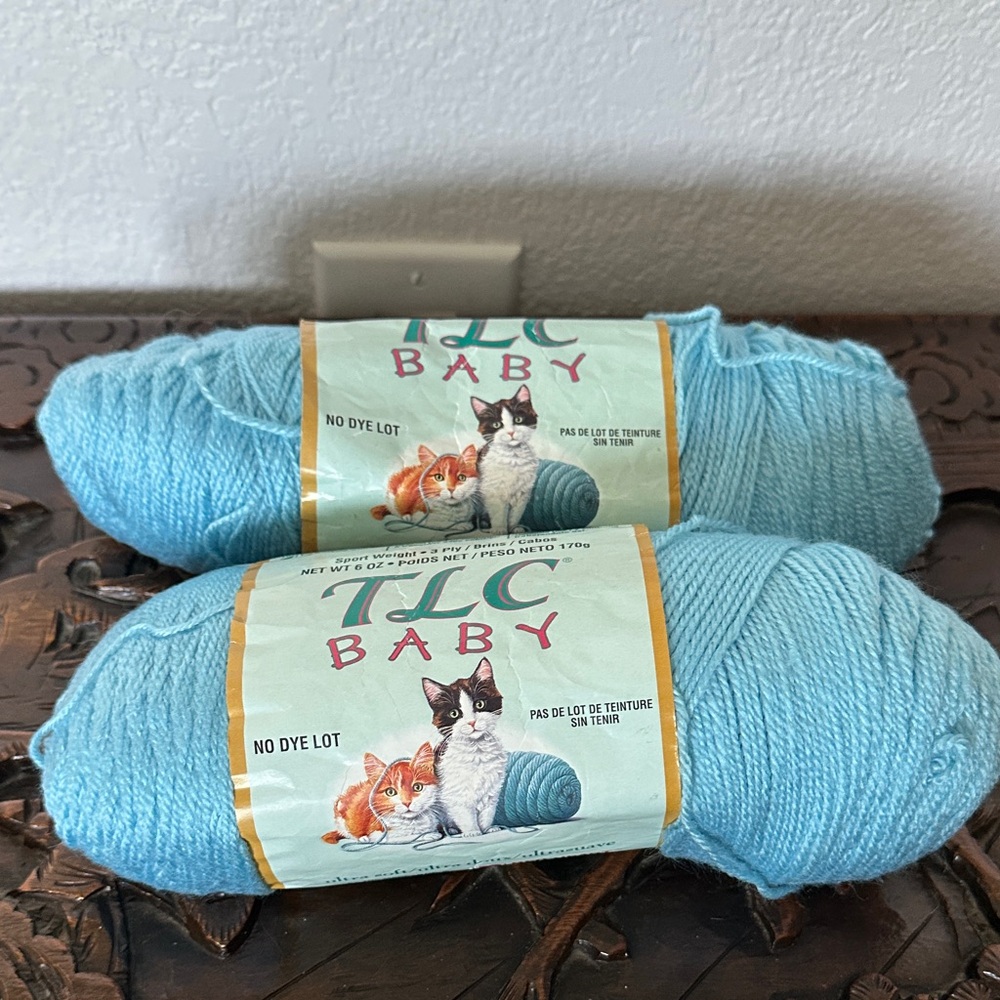 TLC Baby Light Blue Yarn - Soft Acrylic Skein (2-Pack)